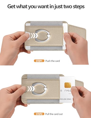 for Magsafe Wallet with Grip; 6-Card Holder; Stronger Magnetic Phone Wallet - color: Gold