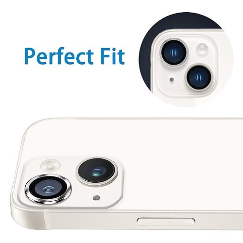 for iPhone 13 Mini/iPhone 13 Camera Lens Protector, Anti-Scratch 9H Tempered Glass Metal Camera Screen Protector Shockproof Cover Film Ring -2 Pcs Silver - color: Silver