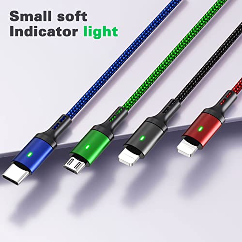 Multi Charging Cable 4A,5ft/2Pack 4in1 USB Charger Cable