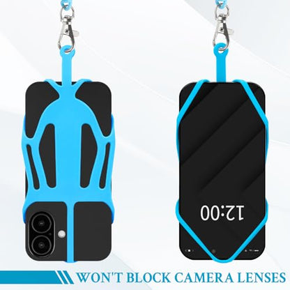HOTEMIA Silicone Phone Lanyard Holder with Carabiner, Universal Phone Strap,Anti-Theft Phone Case with retractable tether - color: Blue