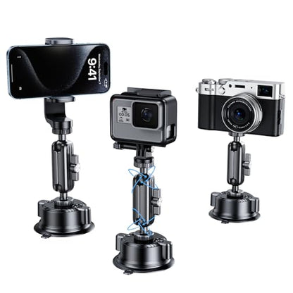 Car Phone Holder for Video Recording Vlogging Filming, Camera Fit