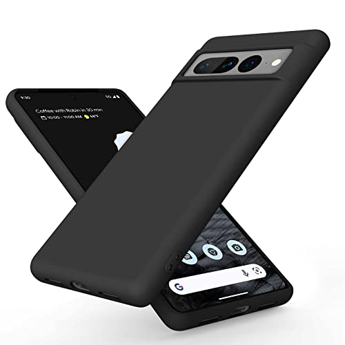 Silicone Phone Case Compatible with Google Pixel 7 Pro, Soft Protective Smart Phone Case for Women Men, Durable Anti-Scratch Shockproof Phone Cover Black