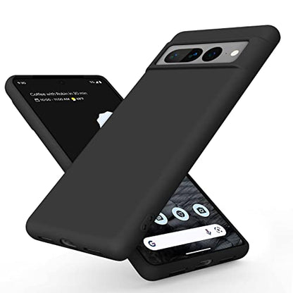 Silicone Phone Case Compatible with Google Pixel 7 Pro, Soft Protective Smart Phone Case for Women Men, Durable Anti-Scratch Shockproof Phone Cover Black