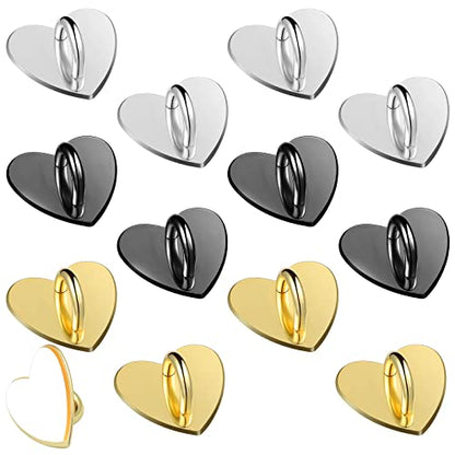 Konohan 12 Pcs Cell Phone Holder Ring Cute Heart Phone Charm Hooks Adhesive Smartphone Finger Ring Stand Sticky Metal Loop Grip for Cellphone Case Pad Tablet DIY Accessories