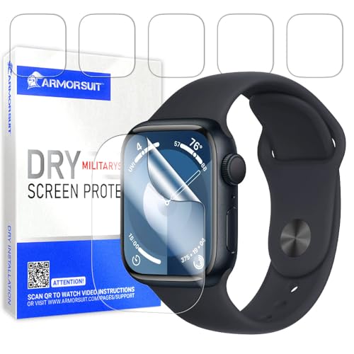 ArmorSuit 6 Pack for Apple Watch Series 9/8/7 (41mm) Screen Protector DRY-Shield HD Clear TPU Dry Installation Film - size: 41mm