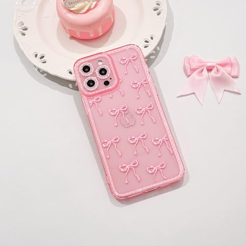NITITOP Compatible with iPhone 12 Pro Case Cute Clear Pink Glitter Bow Knot Design Shiny Star Sparkle Bling Diamond Girls Women Soft TPU Shockproof Protective Phone Cover - Large Bow - color: Large Bow, size: iPhone 12 Pro