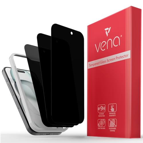 VENA for iPhone 15 Privacy Tempered Glass Screen Protector - 3 Pack - color: Privacy