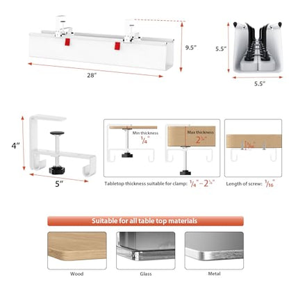 Univivi No Drill Under Desk Cable Management Tray, 28 inch Cable Management - color: White, size: 28"L x 5.5"W