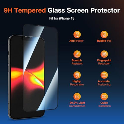 KUZOOM 2Pack HD 9H+ Tempered Glass Screen Protector for iPhone 13 - color: Transparent 13