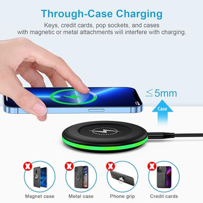 Wireless Charger for Samsung,15W Fast Wireless Charging Pad with QC Adapter