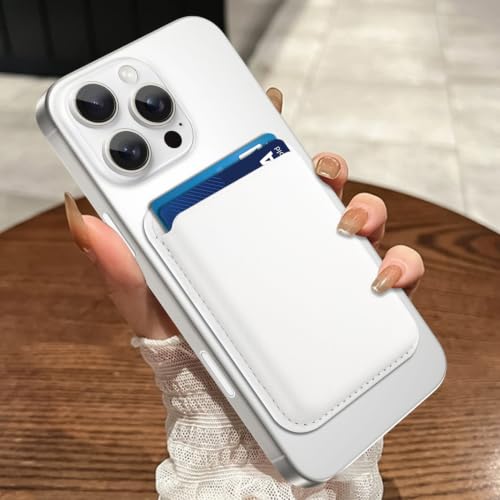Compatible with MagSafe Wallet, Leather TPU Protective, White - color: White