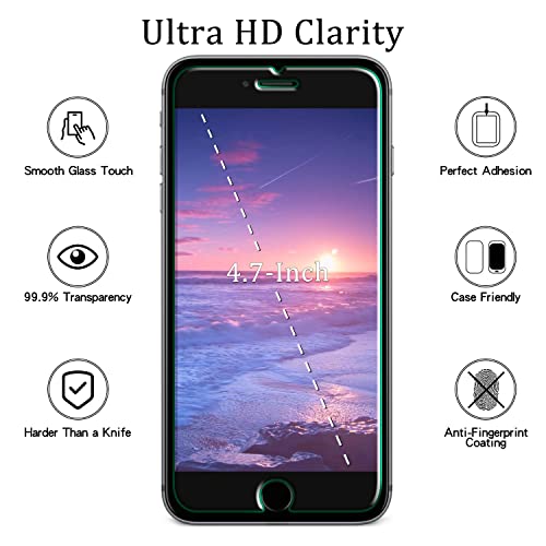 MAYtobe 2 Pack For iPhone SE 2020, iPhone 8, 7, 6s, 6 Screen Protector | Tempered Glass, Case Friendly, Bubble Free, Easy to Install - size: iPhone se, 8, 7, 6s, 6