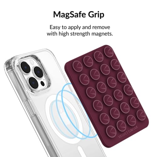 Velvet Caviar Suction Cup Phone Case Mount Compatible with MagSafe Devices Only - Magnetic Silicone Sticky Phone Grip Holder for iPhone Back of Phone - Mirror Gripper (Burgundy 1990) - color: Burgundy 1990