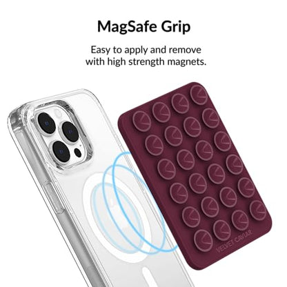 Velvet Caviar Suction Cup Phone Case Mount Compatible with MagSafe Devices Only - Magnetic Silicone Sticky Phone Grip Holder for iPhone Back of Phone - Mirror Gripper (Burgundy 1990) - color: Burgundy 1990