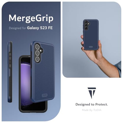 TUDIA MergeGrip Magsafe Compatible Phone Case for Samsung Galaxy S23 FE 2023 - Dual Layer, Shockproof, Military Grade, Non-Slip, Heavy Duty Protective Phone Case with Wireless Charging - Indigo Blue - color: Indigo Blue, size: Magnetic Galaxy S23 FE