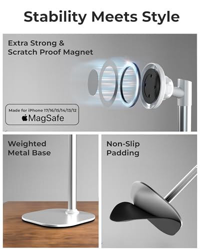 COOPER MagStand Magnetic Phone Stand for Desk, MagSafe Tripod, iPhone 17 - color: x1 Pack - Frost White