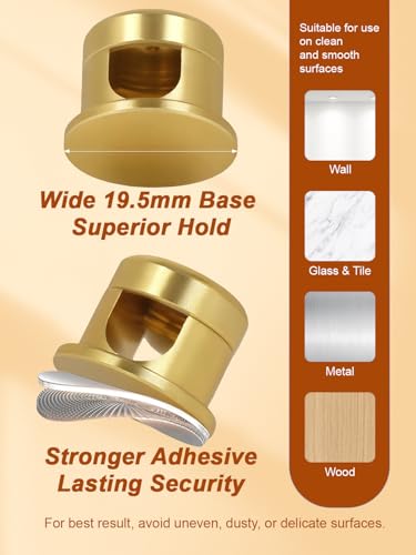 Wider Base Strong Adhesive Desk Cord Holder 3 Pack, Aluminum Gold