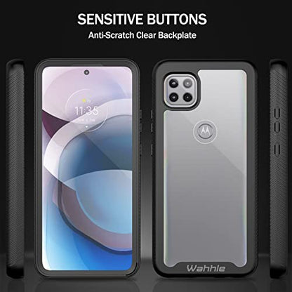 Compatible with Motorola One 5G Ace Phone Case, Built in Screen Protector Full Body Shockproof Slim Fit Bumper Protective Phone Cover for 1 5G Ace Men Women-Black/Clear - size: Motorola One 5G Ace