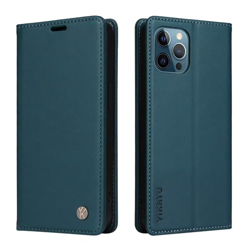 Caseurban Compatible with iPhone 12 Pro Max Wallet Case PU Leather Flip Folio Case with Card Holder Magnetic Closure Shockproof Protective Phone Cover Blue - color: Blue, size: iPhone 12 Pro Max