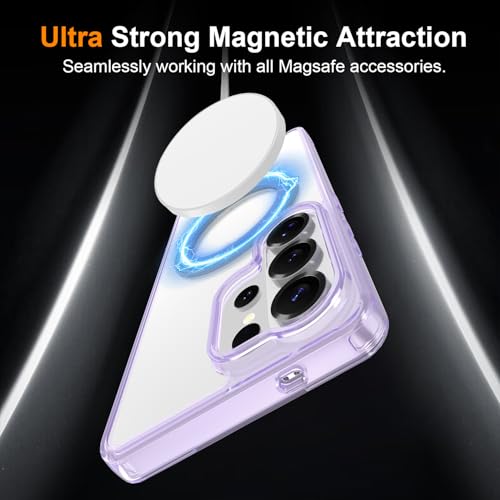 Magnetic Case for Samsung Galaxy S26 Ultra 5G Phone 2026 | with Rotating Kickstand | Non-Yellowing Transparent Clear | Slim Thin | Wireless Charging | Shockproof Protection (Purple) - color: Purple, size: S26 Ultra