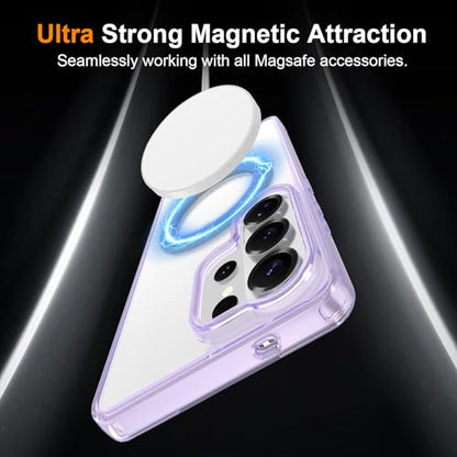 Magnetic Case for Samsung Galaxy S26 Ultra 5G Phone 2026 | with Rotating Kickstand | Non-Yellowing Transparent Clear | Slim Thin | Wireless Charging | Shockproof Protection (Purple) - color: Purple, size: S26 Ultra