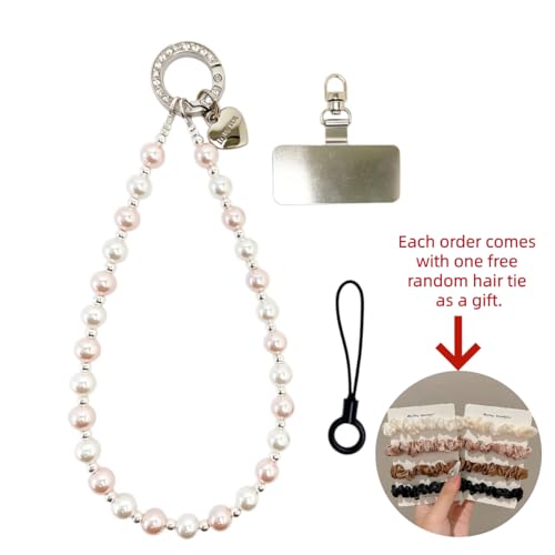 Phone Charm Wrist Strap for Women, Detachable Anti-Theft Cell Phone Case Camera AirPods Bags Keychains Lanyard with Tether Tab for iPhone, Samsung and Most Smartphones, Hand-free Beaded Chain (Pink) - color: Pink