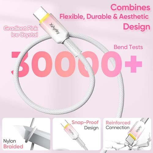 15FT USB C Cable, 60W Fast Charging, 480Mbps Data - color: Pink Gradient, size: 15FT