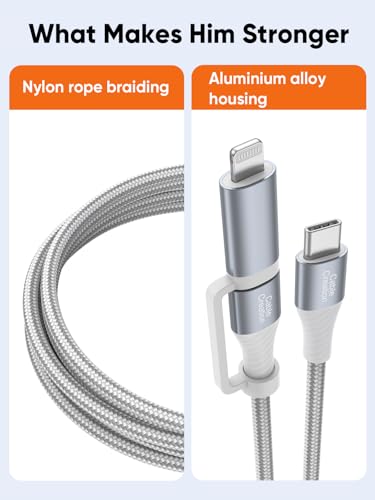 CableCreation MFi Certified USB C to USB C & Lightning Cable,6FT 60W 2-in-1 - size: 6Feet, style: USB C to C & Lightning