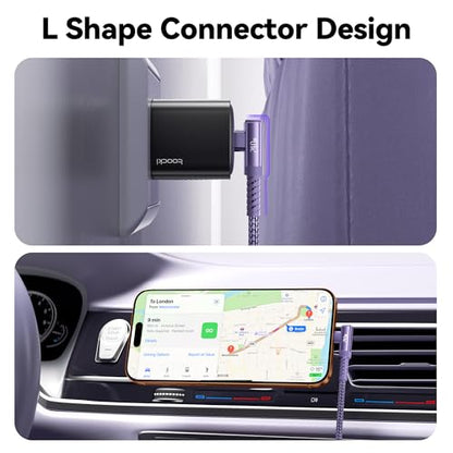 240W USB C to USB C Cable 10FT 2Pack, 2-in-1 Right Angle, Fast Charging - color: Purple