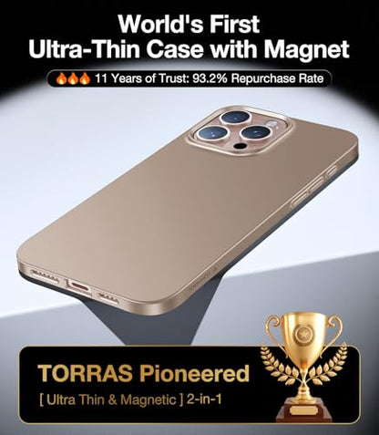 TORRAS Magnetic Slim Fit for iPhone 16 Pro Case 6.3 inch, Ultra-Thin 16 Pro Case Compatible with MagSafe, Lightweight Matte Anti-Scratch Hard PC Cover Phone Case for iPhone 16 Pro, Desert Titanium - color: 3-Desert Titanium