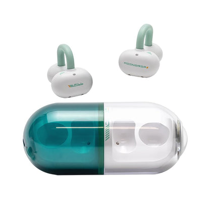 Moondrop Pill Open Ear Headphones Bluetooth 6.0 OWS Hanging Earphones IPX4 Open Ear Clip Wireless Earbuds Built-in AI ENC MD-0WS-003 (Green) - color: GREEN