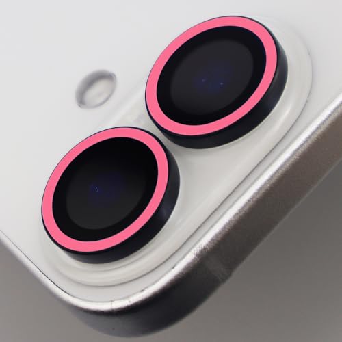 Luminous Camera Lens Protector for iPhone 17 Metal Ring Tempered Glass Glow in The Dark Lens Cover (2PCS) (Pink, for iPhone 17) - color: Pink
