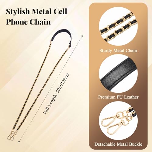 Dadanism Universal Phone Lanyard, Metal Phone Chain Crossbody - color: Black
