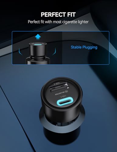 TECKNET USB Car Charger[2Pack], 48W 2-Port Cigarette Lighter Fast Chargering, PD&QC3.0 USBC Car Charger Adapter Compatible with iPhone 17/16/15/14 Pro Max/Plus Galaxy