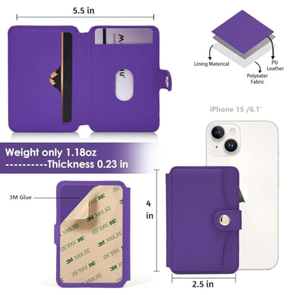M-Plateau Phone Wallet Stick on for Cases, Sticky Wallet for Back of Phone - color: Purple