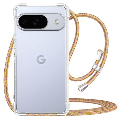 for Google Pixel 10 Crossbody Case Clear Neck Hanging Strap Adjustable Shoulder Lanyard Phone Cover Women Girls Soft TPU Slim Anti-Drop Protection Mobile Case for Pixel 10 - Rainbow - size: for Google Pixel 10