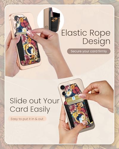 Shorogyt Compatible with Magsafe Wallet with Grip, Purple Flower - color: Purple Flower