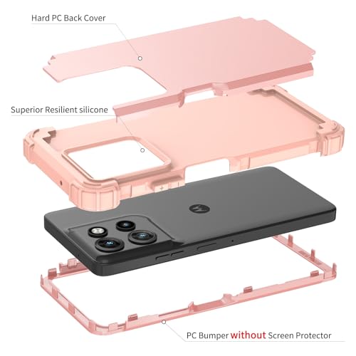Phone Case for Motorola Moto G Power 2025/Moto G Play 5G 2025 Hard Cover Shockproof Soft Silicone Bumper Hybrid Three Layer Heavy Duty Grip Rugged Protective Cell GPower GPlay XT2515-1 Rose Gold - color: Rose Gold