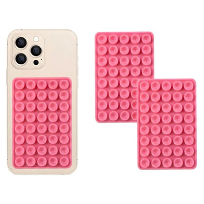 SHENGXIN 2 Pack Silicone Double-Sided Suction Grip – 40 Cups per Side, Strong Hold for iPhone, Galaxy, Pixel, Android – Hands-Free for Selfies & Videos (Pink) - color: Pink