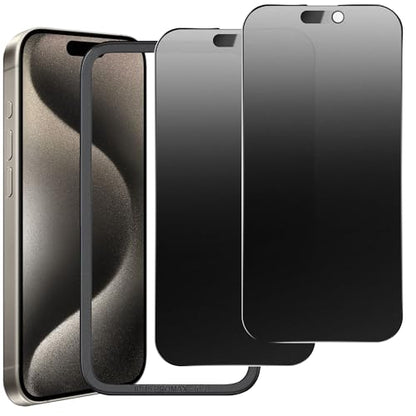 2 Pack Matte Privacy Screen Protector for iPhone 15 Pro Max 6.7",Anti-Glare Anti-Fingerprint,No Dazzling Anti-Spy,Smooth Responsive Touch Glass Film,Installation Frame - size: for iPhone 15 Pro Max