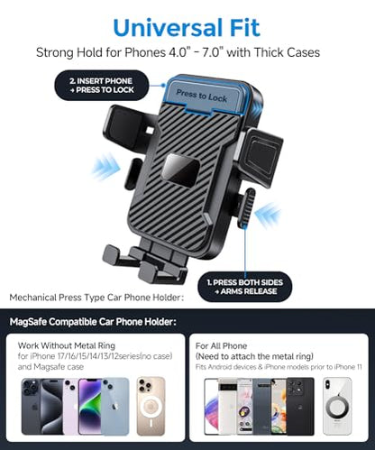Dual Cup Holder Phone Mount for Car, MagSafe & Clamp Holder, Holds 2 Phones - color: Clamp & Magsafe