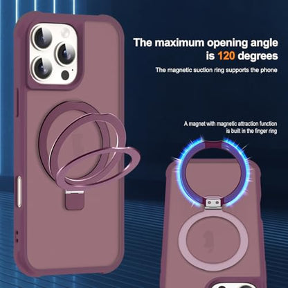 SKYLMW Compatible with iPhone 16 Pro Case with Stand,Wine Red | iPhone 16 Pro Phone Case 6.3",Magnetic Ring Stand,Compatible with MagSafe,Military-Grade Protection,Great Grip Feeling - color: Wine Red, size: Iphone 16 Pro