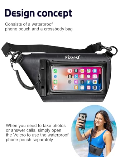 Fizzest Cell Phone Waterproof Protector Pouch for Swimming Floating，Beach Vacation Essentials,Fanny Packs for Women and Men，Phone Bag Case，Compatible with iPhone Black