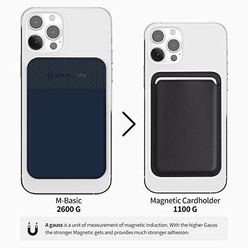 Sinjimoru for MagSafe Wallet Stretchy Lycra Fabric 2600G Secure Magnetic Strength Minimalist Wallet Compatible with iPhone 16 15 14 13 12 MagSafe Case M-Basic Black | M-Basic, fits iPhone 16-12, 2600g magnetic strength, 5 cards storage, minimalist slim de
