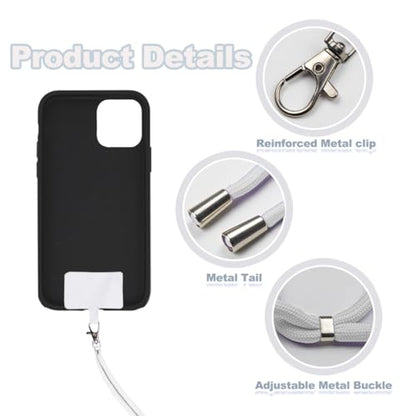 ELANE 8 Pieces Cell Phone Holder Around Neck,Adjustable Crossbody Phone Strap,Cell Phone Lanyard Crossbody Phone Lanyard - color: White