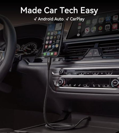 USB C Cable, 4Ft 2-Pack Woven 60W Type-C Fast Charge for iPhone & CarPlay