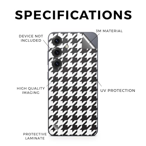Phone Skin Compatible with Samsung Galaxy S25 - Houndstooth - Premium 3M Vinyl Protective Wrap Decal Cover - Easy to Apply | Crafted in The USA by MightySkins - color: Houndstooth, size: Galaxy S25 (Full Wrap), style: Matte Finish