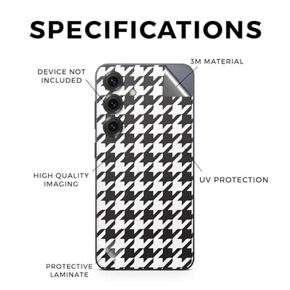 Phone Skin Compatible with Samsung Galaxy S25 - Houndstooth - Premium 3M Vinyl Protective Wrap Decal Cover - Easy to Apply | Crafted in The USA by MightySkins - color: Houndstooth, size: Galaxy S25 (Full Wrap), style: Matte Finish