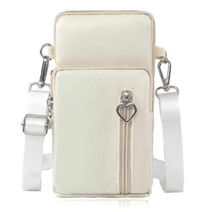Small Crossbody Bag for Women - Mini Phone Purses with Crossbody Strap and Wallet - Nylon Arm Bag - color: A-off-white