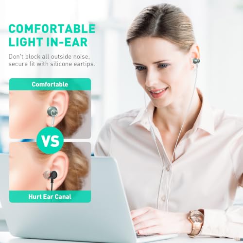 Wired Earbuds 3.5mm Headphones with Mic for Laptop PC Chromebook,Green - color: Green